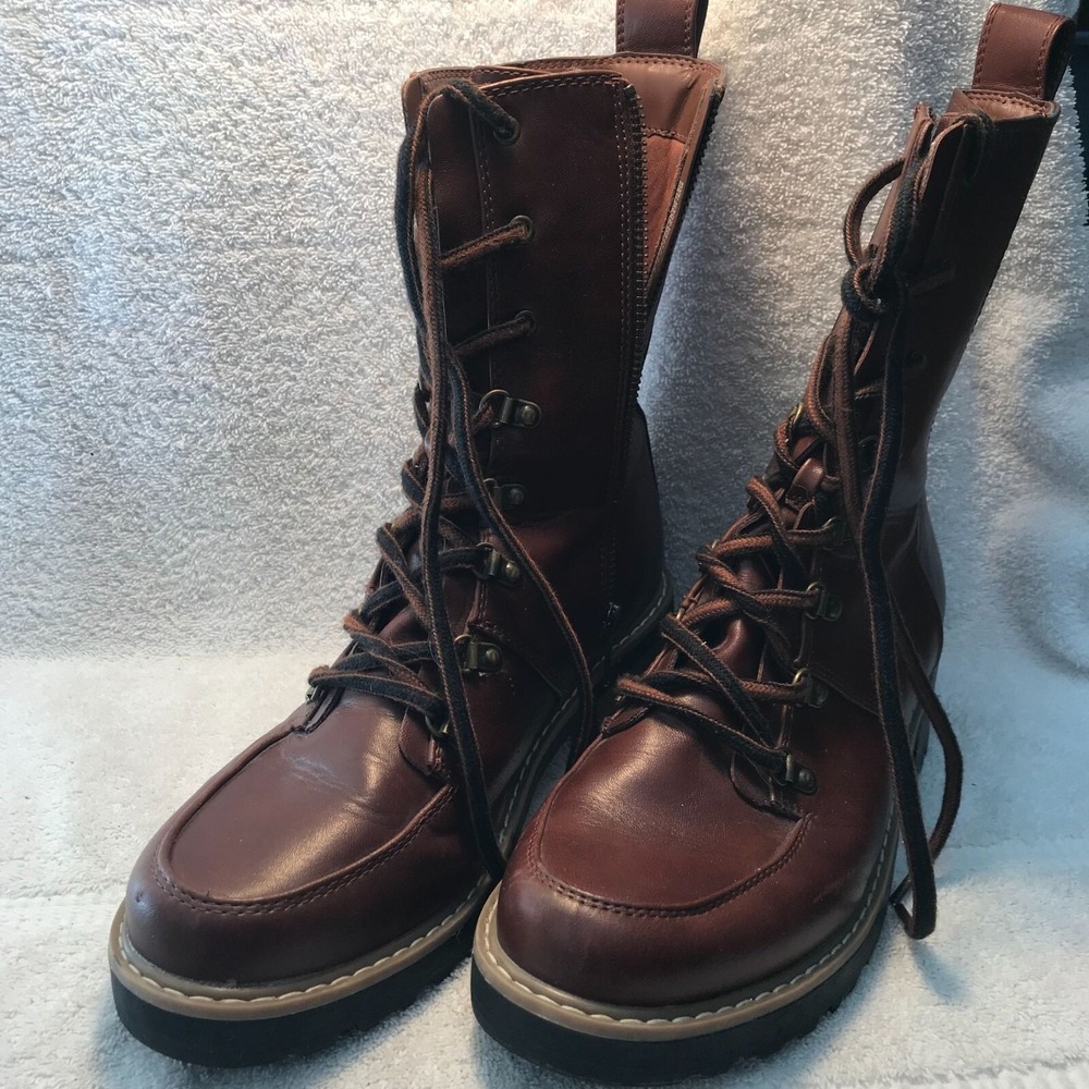 Target Women's Brown Combat Boots With Side Zipper - Size‎ 8.5